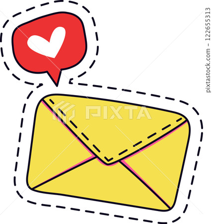 Love message concept, yellow mail envelope with heart symbol, representing romantic communication, online dating, valentine s day greetings or sending affection through digital platforms Love message concept, yellow mail envelope with heart symbol, representing romantic communication, online dating, valentine s day greetings or sending affection through digital platforms 122655313
