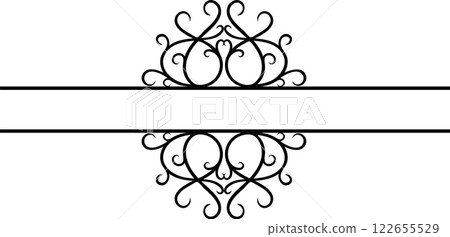 Elegant vintage decorative frame featuring swirls and curls, enhancing wedding invitations, greeting cards, certificates, and projects needing classic sophistication 122655529