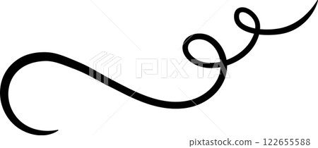 Hand drawn flourish forming a decorative swirl, adding a touch of elegance and sophistication to designs, invitations, or artistic compositions 122655588