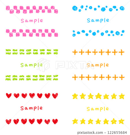 Hand-drawn crayon frame set 122655684