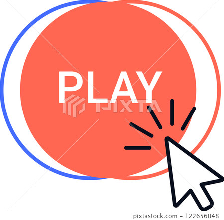 Bright orange play button symbolizing digital interaction, featuring a cursor click icon. Ideal for concepts of online media, digital engagement, and user interface design Bright orange play button symbolizing digital interaction, featuring a cursor click icon. Ideal for concepts of online media, digital engagement, and user interface design 122656048