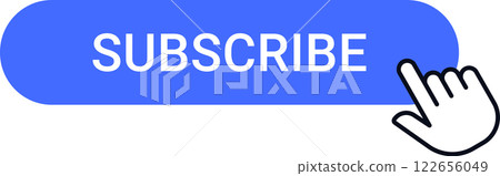 Mouse pointer clicking on a subscribe button with an extended index finger, encouraging users to follow and stay updated on the latest online content and services Mouse pointer clicking on a subscribe button with an extended index finger, encouraging users to follow and stay updated on the latest online content and services 122656049