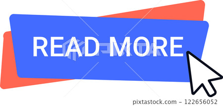 Mouse cursor clicking on a read more button against a blue and red layered background, symbolizing the pursuit of additional information on a website Mouse cursor clicking on a read more button against a blue and red layered background, symbolizing the pursuit of additional information on a website 122656052