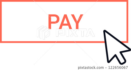 Mouse cursor clicking an orange pay button on a white background representing online payment and secure transaction in e commerce and digital purchase Mouse cursor clicking an orange pay button on a white background representing online payment and secure transaction in e commerce and digital purchase 122656067