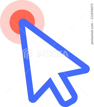 Mouse cursor clicking on a target button, concept of using computer mouse, clicking, selecting, choosing, targeting, aiming, and interacting with digital content 122656073
