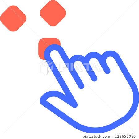 Index finger clicking a series of squares, symbolizing a multi stage operation, user interface interaction, or completion of tasks in a digital environment 122656086
