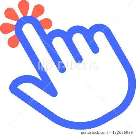 Stylized hand with index finger extended, touching a circular button, symbolizing activation, selection, or interaction with a digital interface Stylized hand with index finger extended, touching a circular button, symbolizing activation, selection, or interaction with a digital interface 122656089