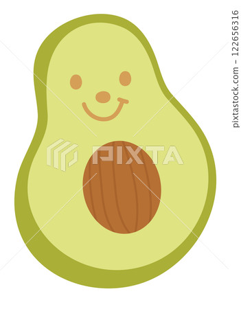 Illustration of happy avocado for fruit, vegetable, vegan, grocery shopping, supermarket, market, department store, cafe, restaurant, healthy menu, recipe, cook book, ingredients, breakfast, brunch 122656316