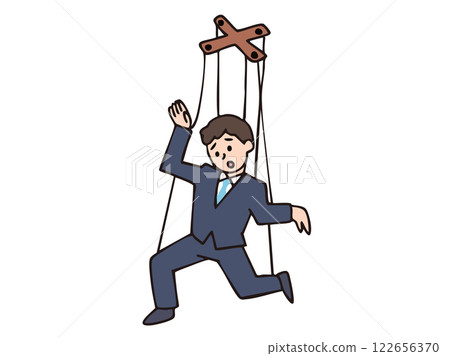 Man working as a puppet Man working as a puppet 122656370