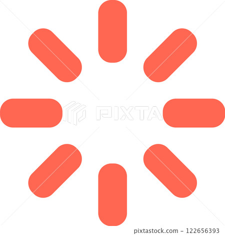 Circular buffering symbol featuring eight rounded shapes rotating, representing an ongoing operation or waiting process, commonly seen in digital interfaces and applications Circular buffering symbol featuring eight rounded shapes rotating, representing an ongoing operation or waiting process, commonly seen in digital interfaces and applications 122656393