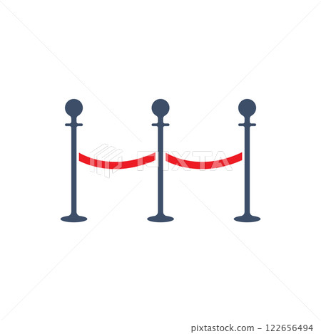 Three stanchions with red rope 122656494