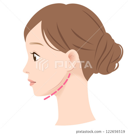 下巴筆直的女人的側面 122656519