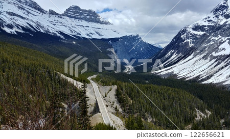 Mountain view from big hill big bend Rocky Mountain Canada 122656621