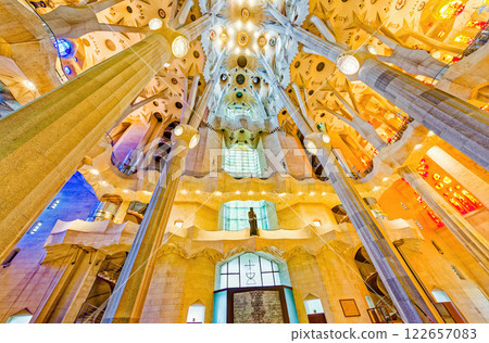 Sagrada Familia,beautiful and majestic interior view. Sagrada Familia,beautiful and majestic interior view. 122657083