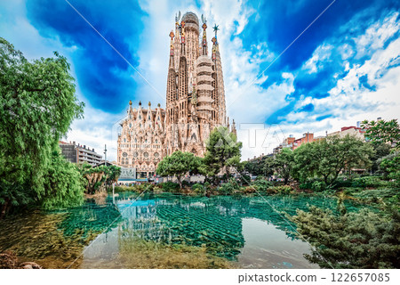 Sagrada Familia,beautiful and majestic outdoor view.. Sagrada Familia,beautiful and majestic outdoor view.. 122657085