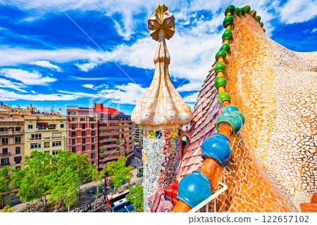 Outdoor on roof Gaudi's creation- House Casa Batllo. 122657102