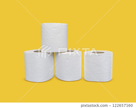 Toilet paper roll on yellow background Toilet paper roll on yellow background 122657160