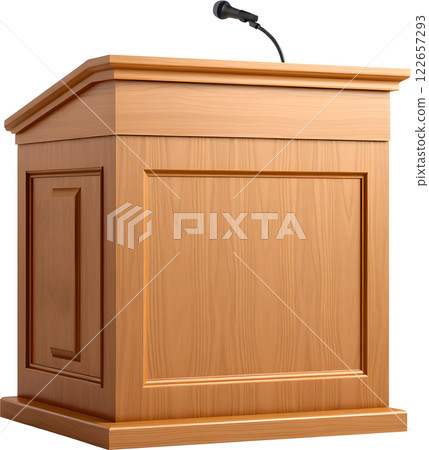 Classic design wooden podium and microphone 122657293