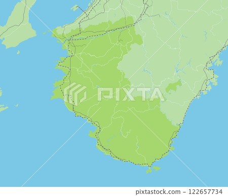 A simple green road map of Wakayama prefecture in Japan and neighboring prefectures 122657734