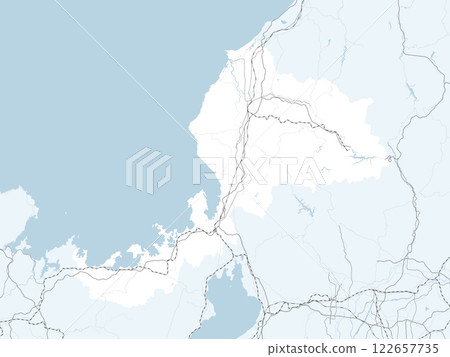A simple road map including Fukui prefecture and neighboring prefectures in Japan 122657735
