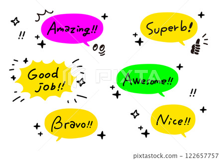 一組驚喜和像對話泡泡一樣的東西。驚人。 122657757