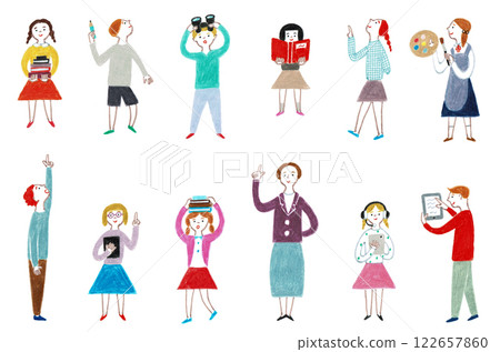 Hand-drawn illustration School education Set of people Hand-drawn illustration School education Set of people 122657860
