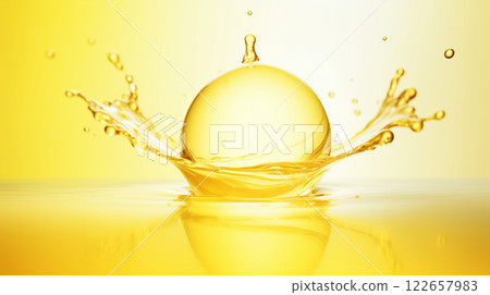 “濺起的黃色水滴的特寫。” “濺起的黃色水滴的特寫。” 122657983