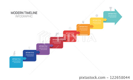 Infographics arrow symbol timeline business 8 steps to success template. vector illustration. 122658044