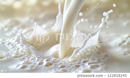 "Pouring milk splash background." 122658245