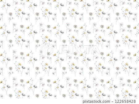 Retro and beautiful line drawing botanical background material Retro and beautiful line drawing botanical background material 122658428