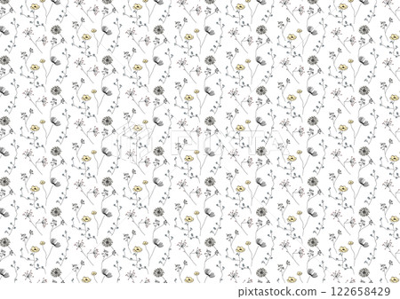 復古唯美的線描植物背景素材 122658429