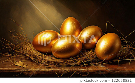 Golden egg (AI generated image) 122658821