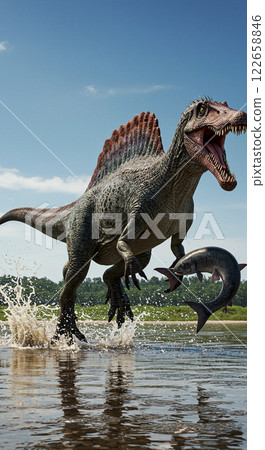 非常令人印象深刻！逼真的棘龍生態場景 122658846