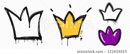 Graffiti crown set in various styles 122658855