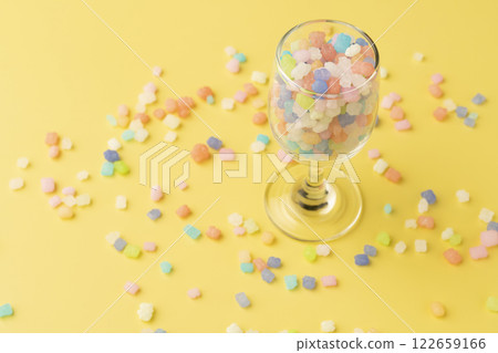 Colorful sugar candy falling down Colorful sugar candy falling down 122659166