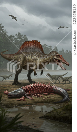 Very impressive! A realistic scene of the Spinosaurus' life cycle 122659189