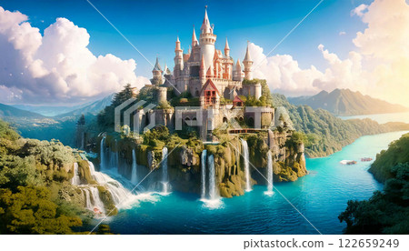 Castle on a floating island (AI-generated image) 122659249