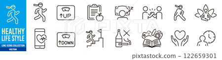 Healthy lifestyle icon set 122659301