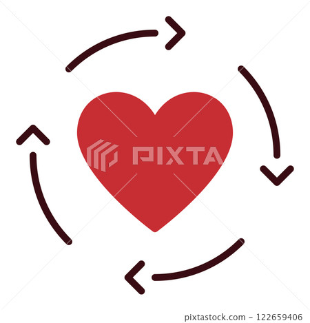 Red Heart inside arrows vector icon sign for expressing love 122659406