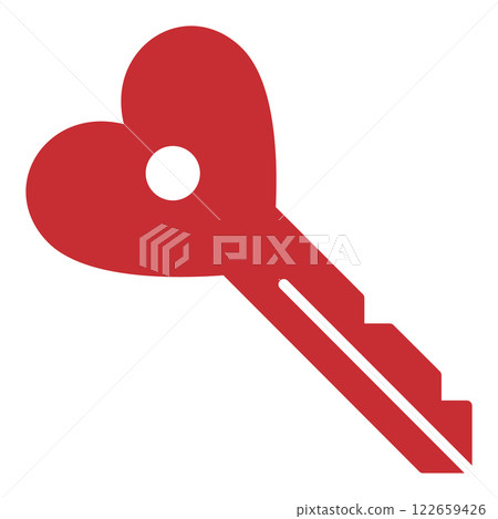 Red Key with Heart symbol icon - vector design for love emotions 122659426