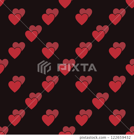 2 Hearts vector seamless pattern - love and romantic modern background 122659432