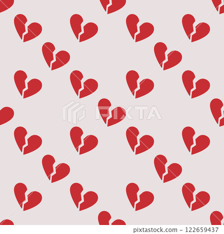 Broken Red Heart seamless pattern vector heartbreak background Broken Red Heart seamless pattern vector heartbreak background 122659437