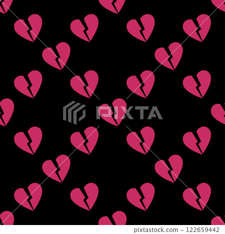 Heartbreak or Breakup vector red seamless pattern - heart background 122659442