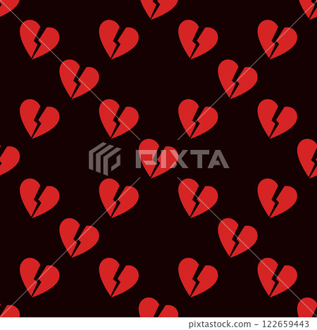 Heartbreak or Breakup vector seamless pattern - heart background 122659443