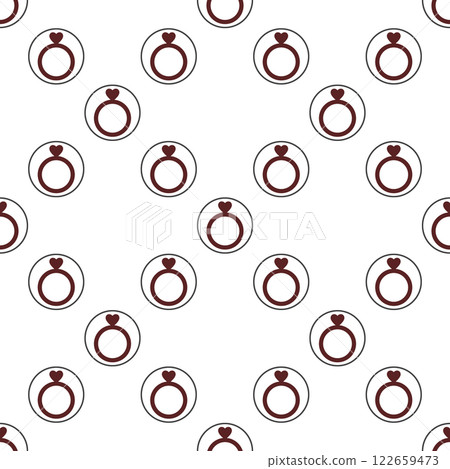 Ring with Heart vector seamless pattern - love and wedding background 122659473