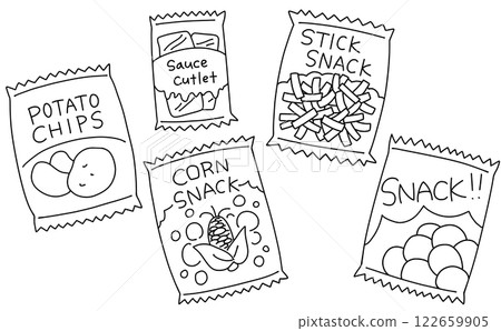 簡易小吃套裝，線條畫 122659905