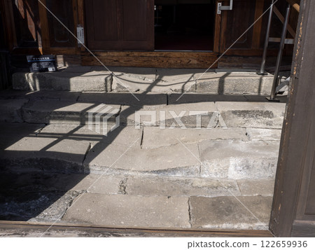 Worn stone steps at the entrance to the Tsukigata Kabato Museum, Former Kabato Penal Colony Headquarters Worn stone steps at the entrance to the Tsukigata Kabato Museum, Former Kabato Penal Colony Headquarters 122659936