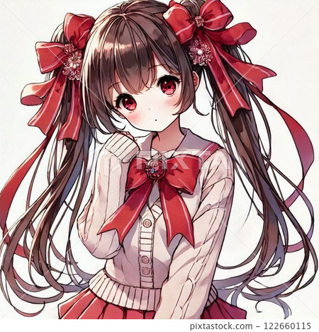 可愛的女孩,與紅絲帶 可愛的女孩,與紅絲帶 122660115