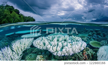 A tropical reef transforms like a living masterpiece, captivating with its vibrant, ever-changing beauty. 122660166