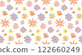 Seamless pattern with hand drawn doodle style flowers and butterflies. Crayon pencil texture, child drawings. Cute background, spring, summer wallpaper for print, packaging, textile, seasonal designs. 122660249